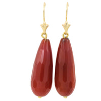 Carnelian pendant earrings in 14 carat gold-Earrings-The Antique Ring Shop