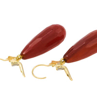 Carnelian pendant earrings in 14 carat gold-Earrings-The Antique Ring Shop