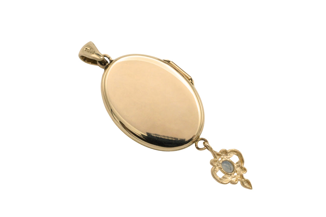 Vintage locket with sapphires-Pendants-The Antique Ring Shop