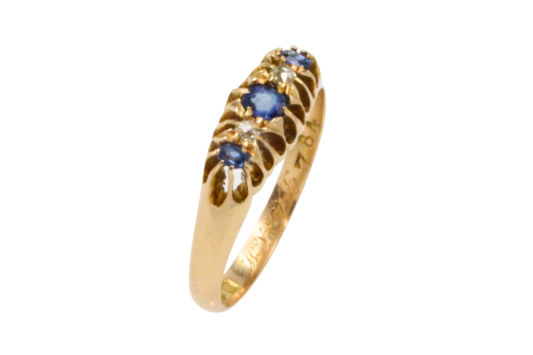 Edwardian sapphire and diamond ring from 1905-Antique rings-The Antique Ring Shop