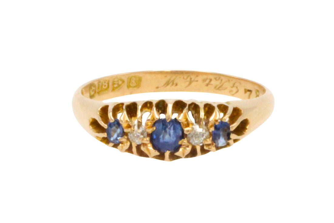 Edwardian sapphire and diamond ring from 1905-Antique rings-The Antique Ring Shop