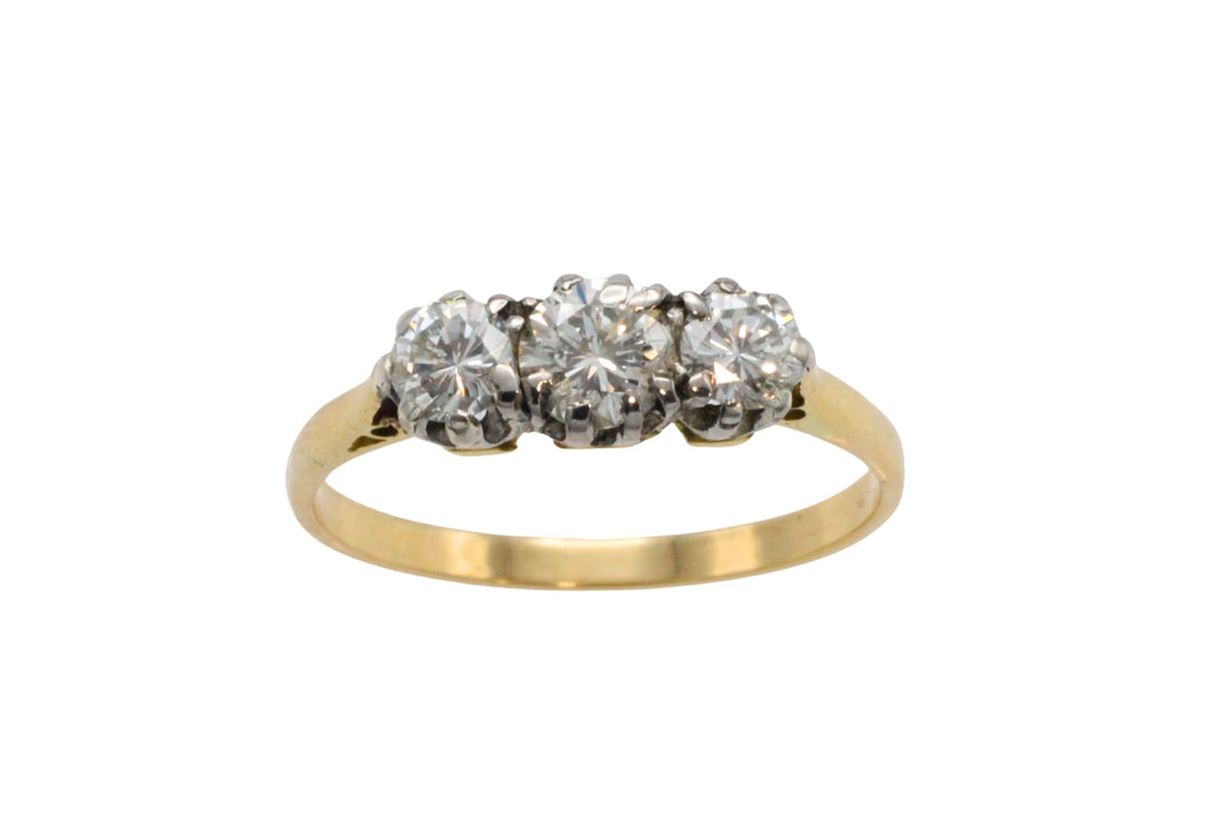 A vintage three stone ring in 18 carat gold-Vintage Rings-The Antique Ring Shop
