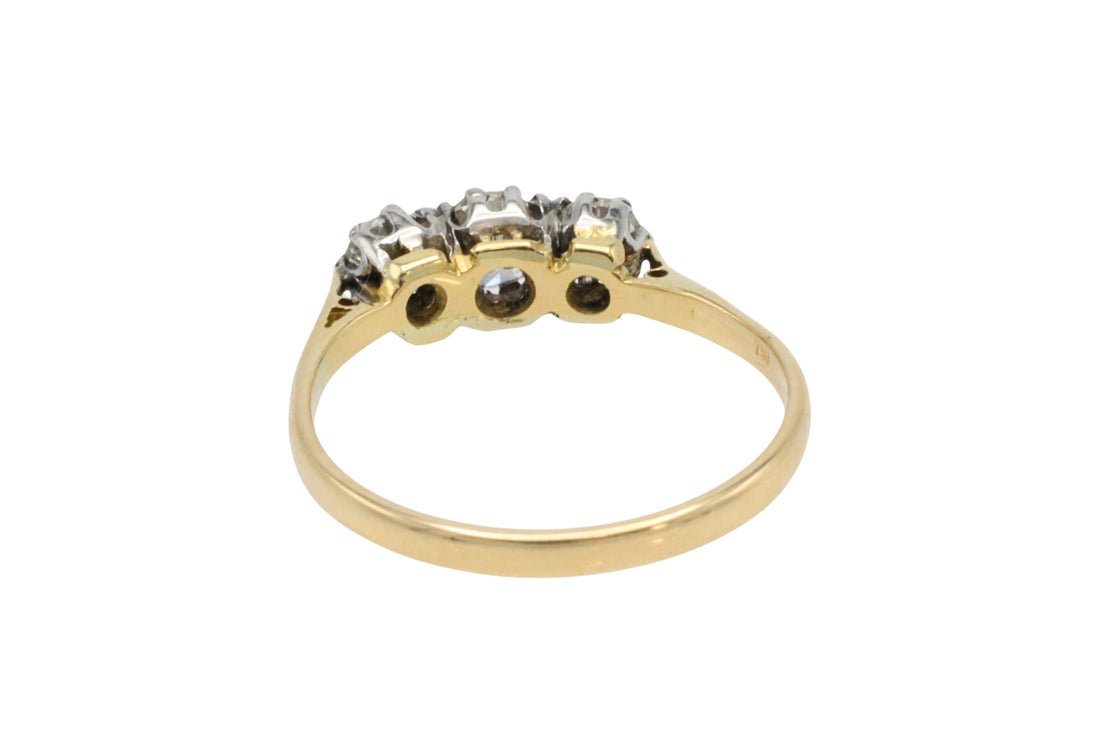 A vintage three stone ring in 18 carat gold-Vintage Rings-The Antique Ring Shop