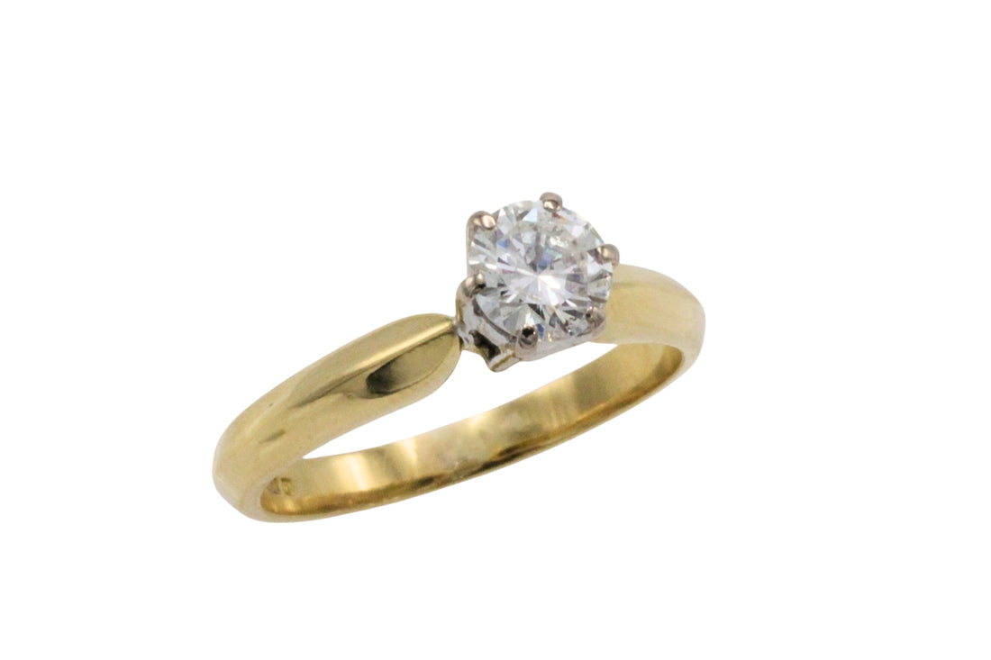 Vintage diamond solitaire ring in 18 carat gold-engagement rings-The Antique Ring Shop