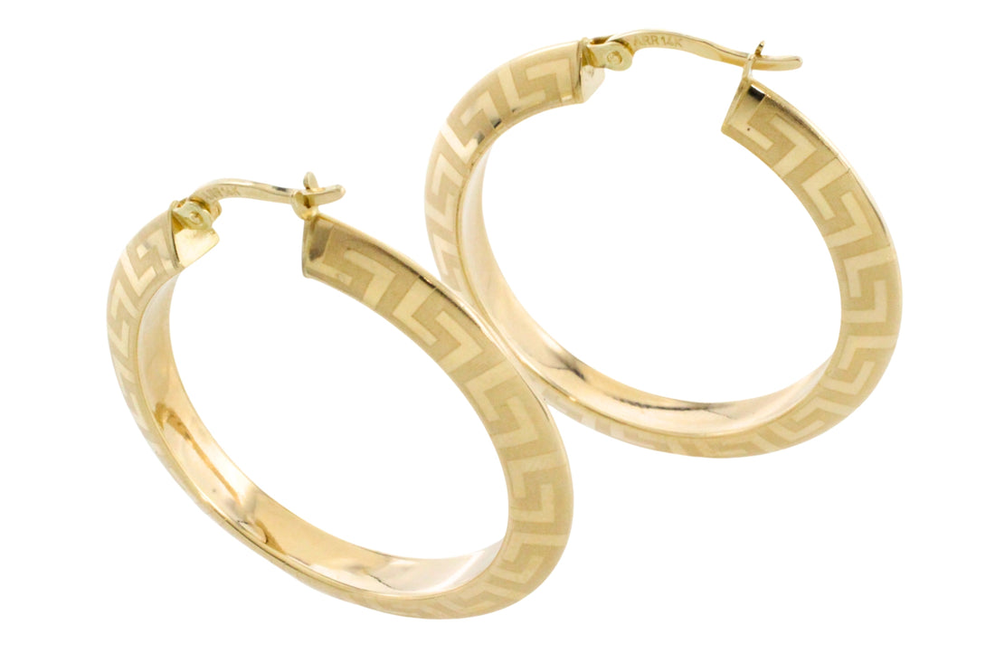 Hoop earrings with a meander-Earrings-The Antique Ring Shop