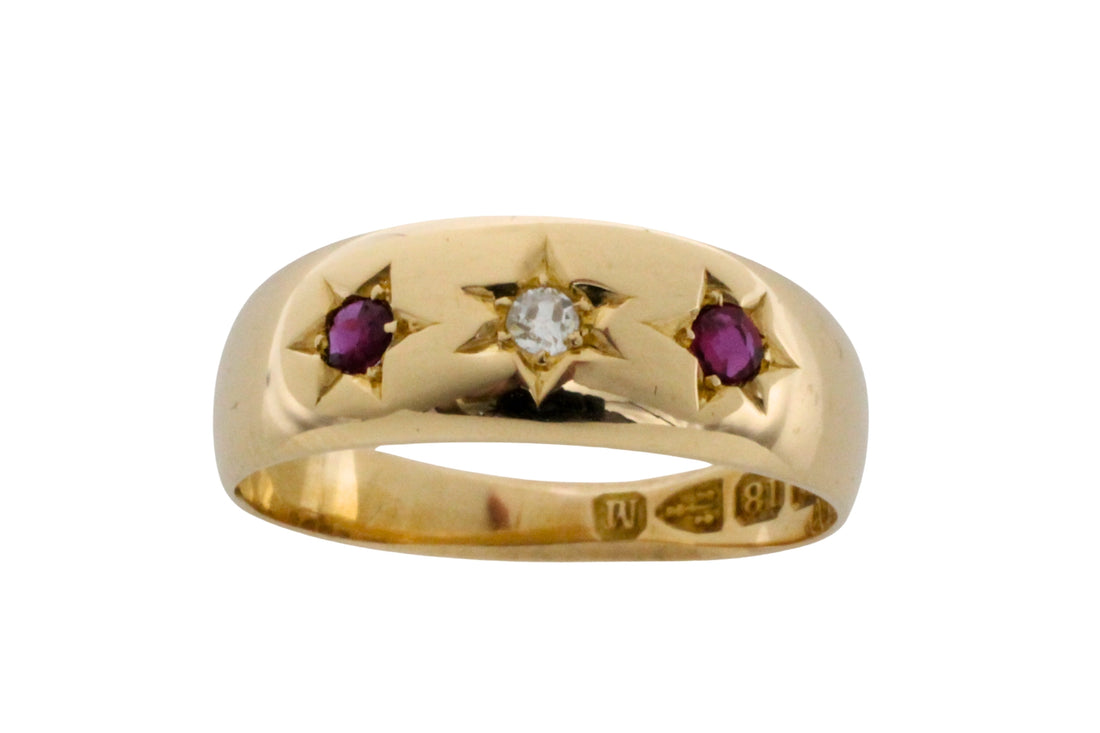 Ruby and diamond gypsy ring from 1895-Antique rings-The Antique Ring Shop