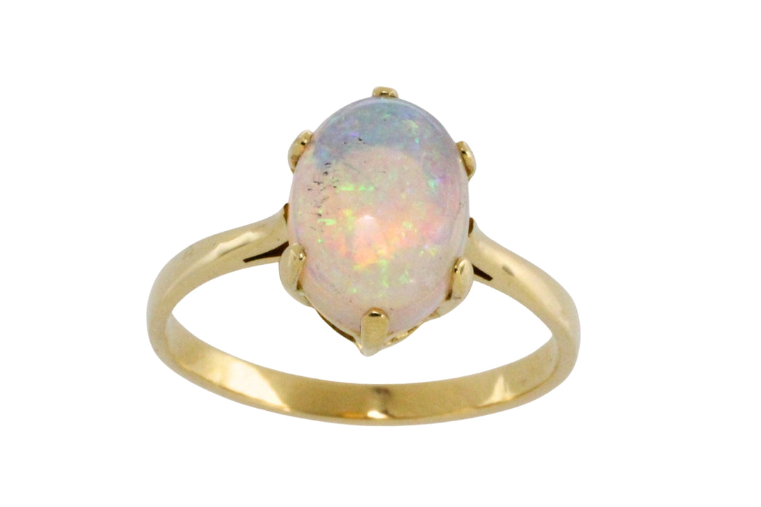 Cabochon opal ring in 18 carat gold-Vintage Rings-The Antique Ring Shop