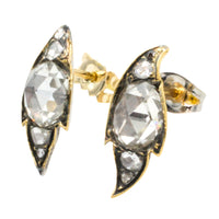 Rose diamond studs in silver and 14 carat gold-Earrings-The Antique Ring Shop