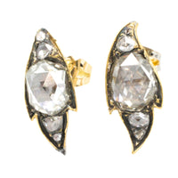Rose diamond studs in silver and 14 carat gold-Earrings-The Antique Ring Shop