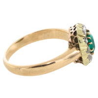 Emerald and rose diamond ring in 14 carat gold-Antique rings-The Antique Ring Shop