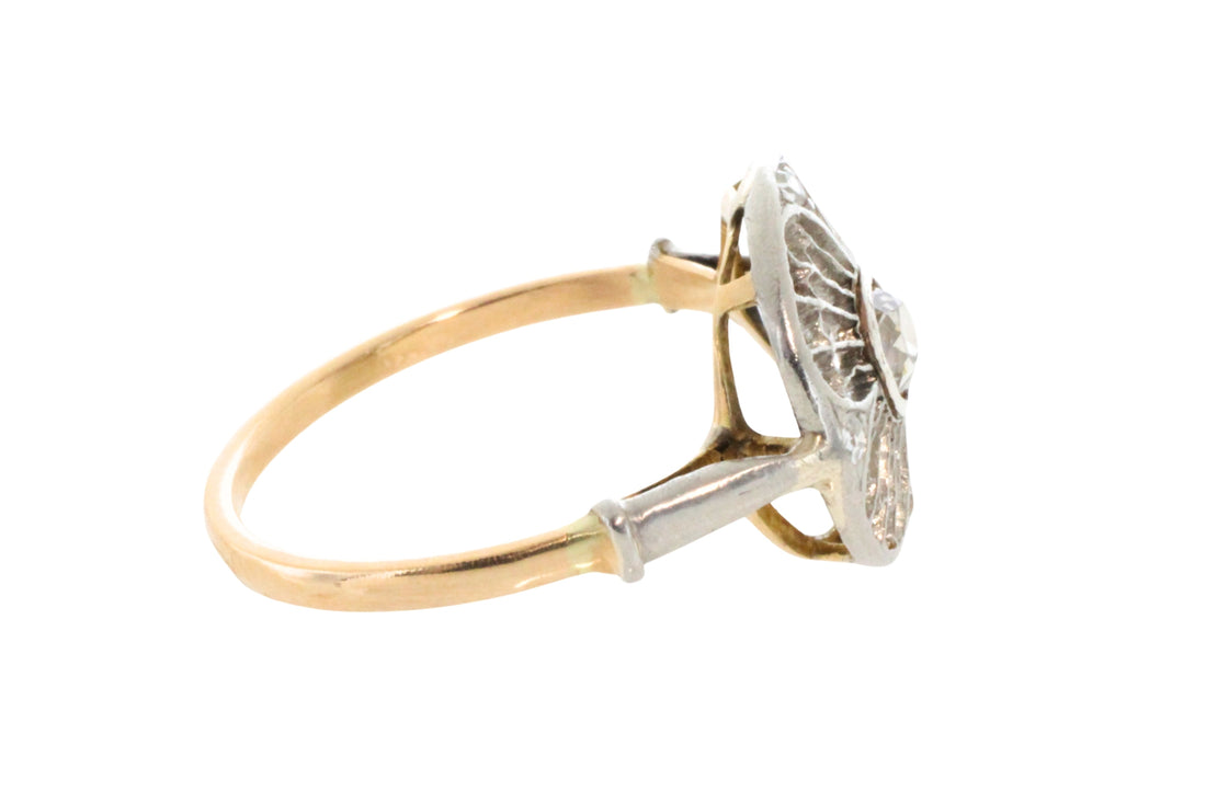 Art Deco filigree ring with old cut diamonds-Antique rings-The Antique Ring Shop