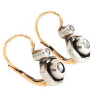 Antique diamond earrings in 14 carat gold and silver-Earrings-The Antique Ring Shop