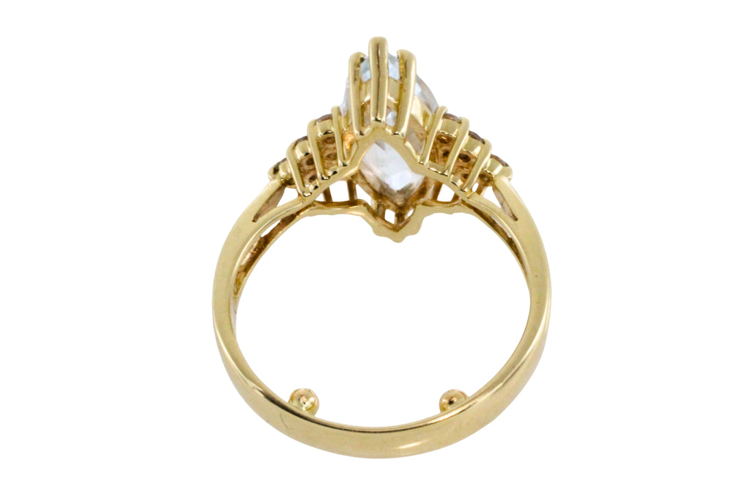 Aquamarine and diamond ring-Vintage Rings-The Antique Ring Shop