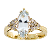 Aquamarine and diamond ring-Vintage Rings-The Antique Ring Shop