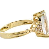 Aquamarine and diamond ring-Vintage Rings-The Antique Ring Shop