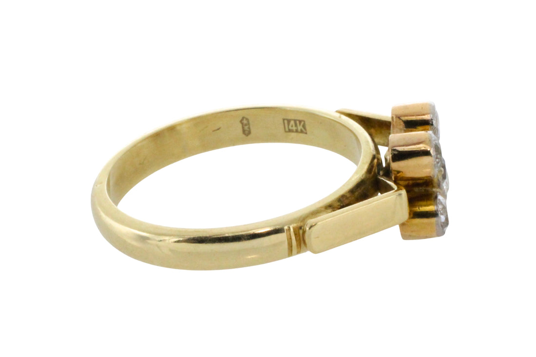 Vintage five stone old European cut diamond ring-Vintage Rings-The Antique Ring Shop