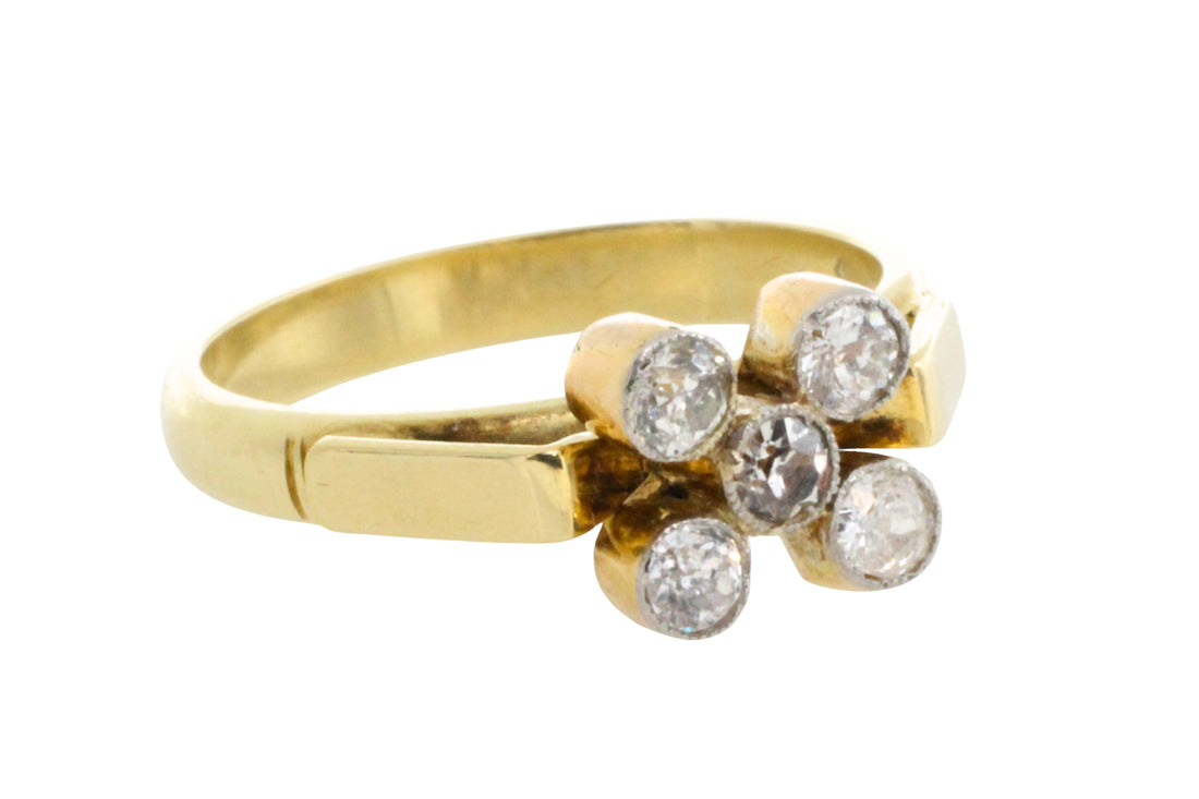 Vintage five stone old European cut diamond ring-Vintage Rings-The Antique Ring Shop