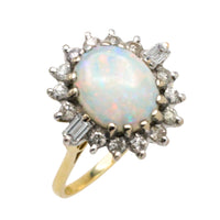 Vintage opal and diamond ring-Vintage Rings-The Antique Ring Shop