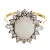 Vintage opal and diamond ring-Vintage Rings-The Antique Ring Shop
