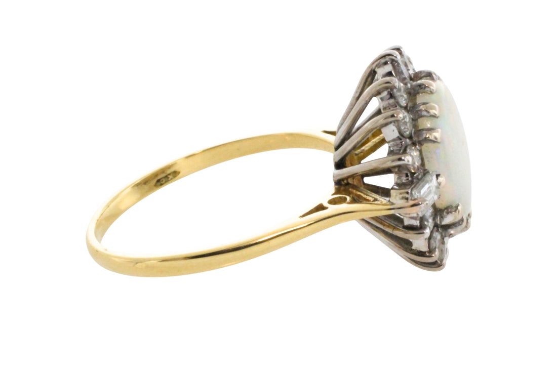 Vintage opal and diamond ring-Vintage Rings-The Antique Ring Shop
