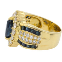 Marquise sapphire and diamond ring in 18 carat gold-Vintage Rings-The Antique Ring Shop