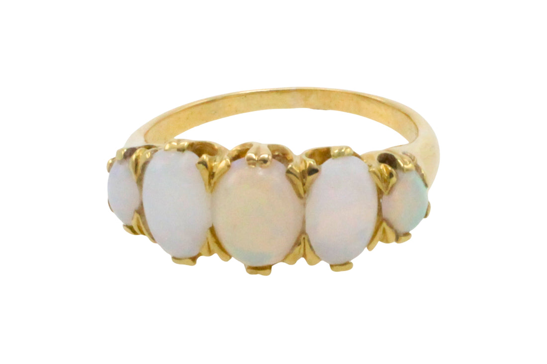 Edwardian five stone opal ring-The Antique Ring Shop
