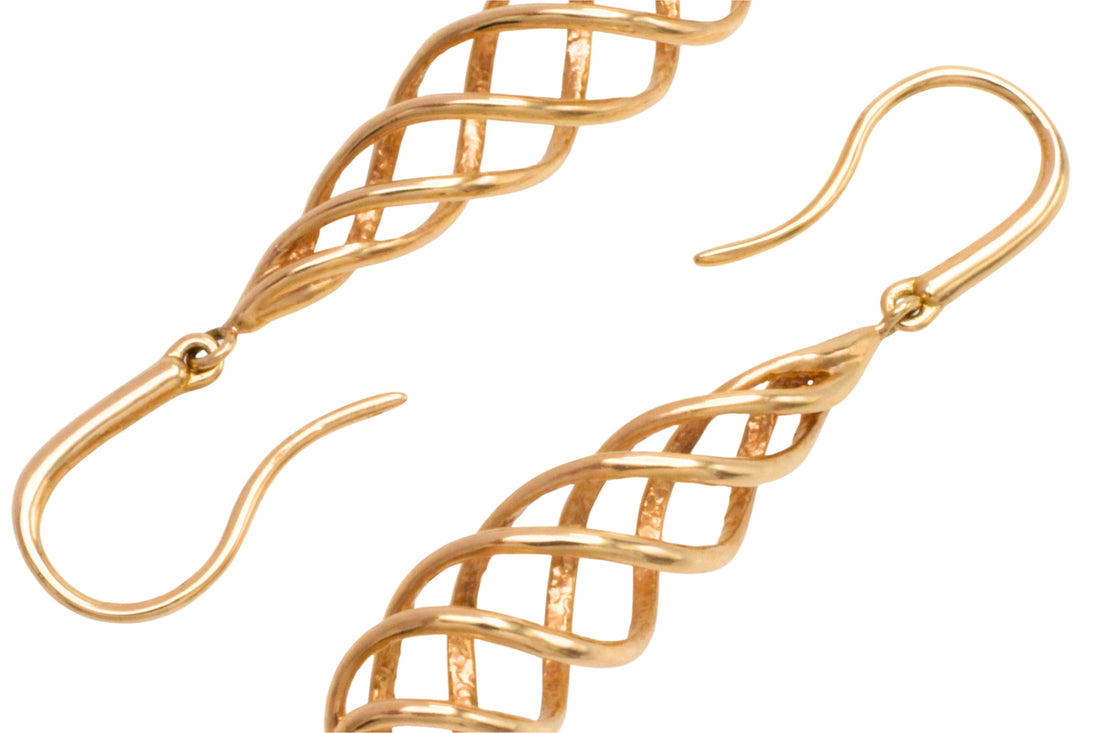 Spiral earrings in 18 carat gold-Earrings-The Antique Ring Shop