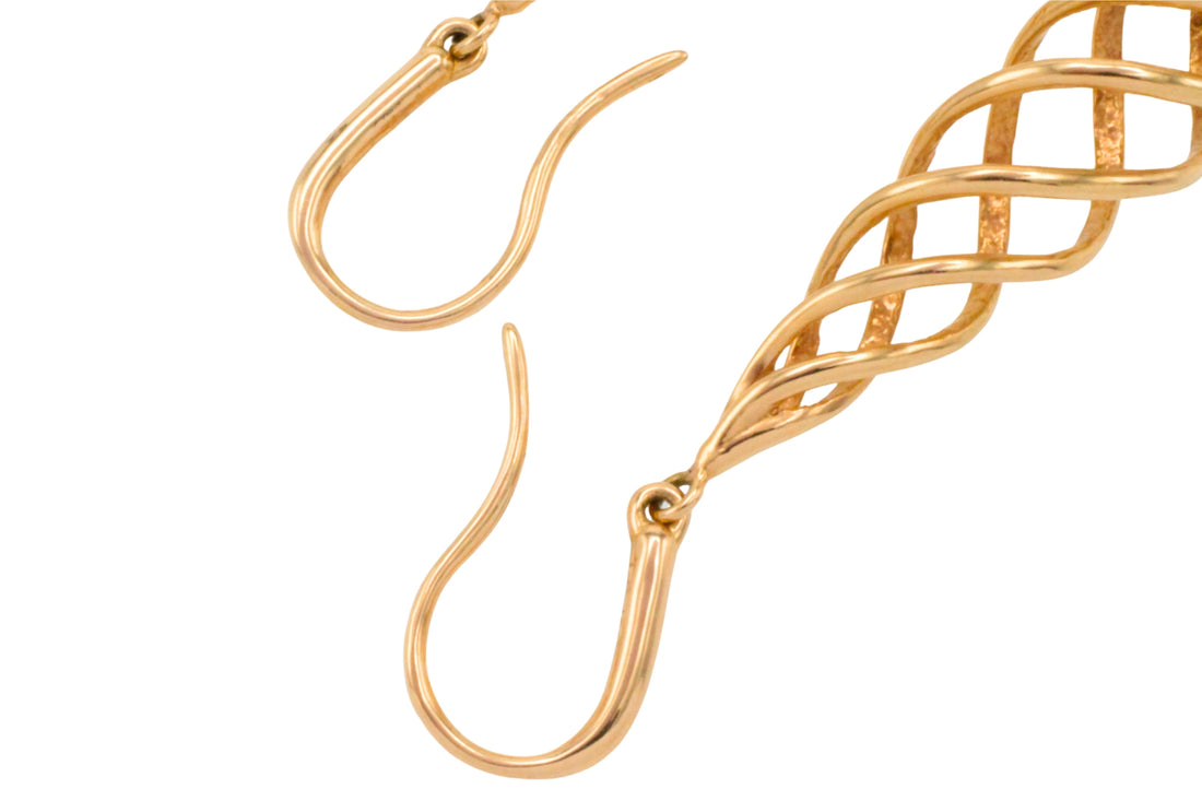 Spiral earrings in 18 carat gold-Earrings-The Antique Ring Shop