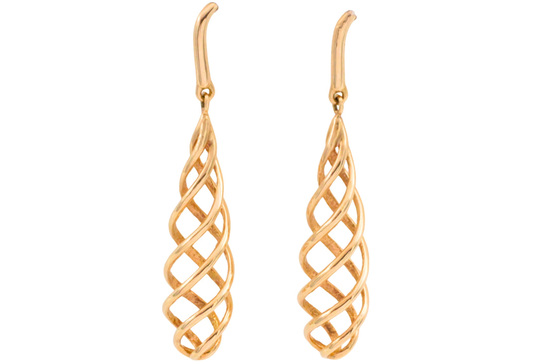 Spiral earrings in 18 carat gold-Earrings-The Antique Ring Shop