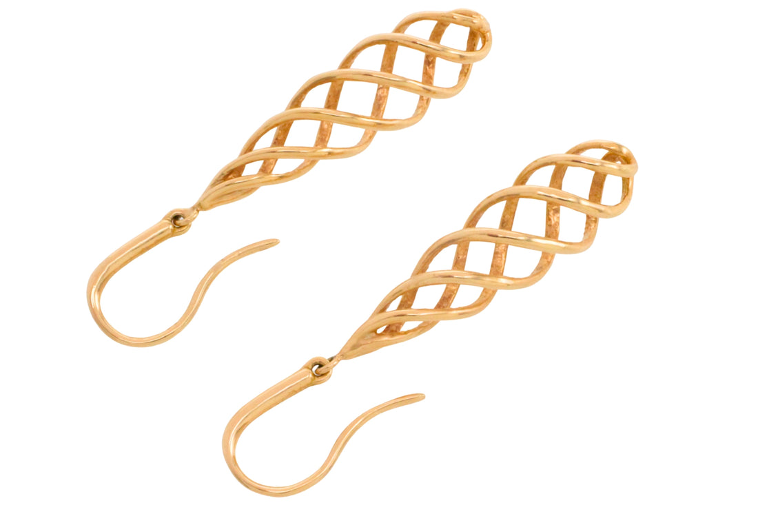 Spiral earrings in 18 carat gold-Earrings-The Antique Ring Shop