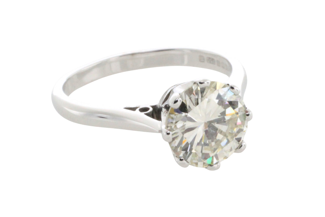 2.20 carat diamond solitaire ring in white gold
