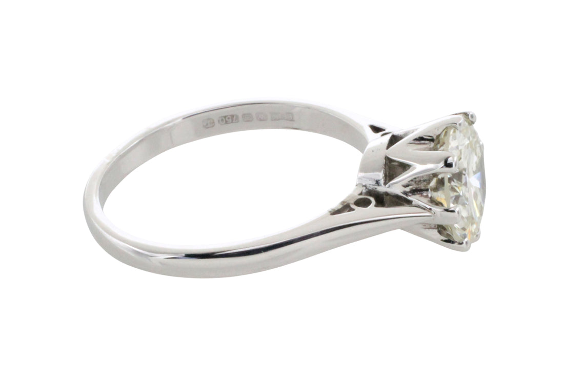 2.20 carat diamond solitaire ring in white gold