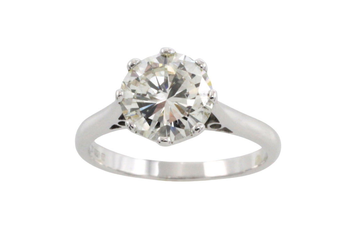 2.20 carat diamond solitaire ring in white gold