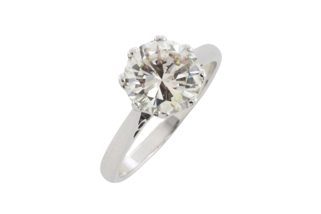 2.20 carat diamond solitaire ring in white gold