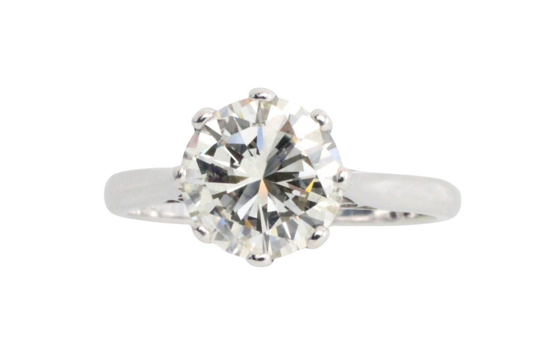 2.20 carat diamond solitaire ring in white gold