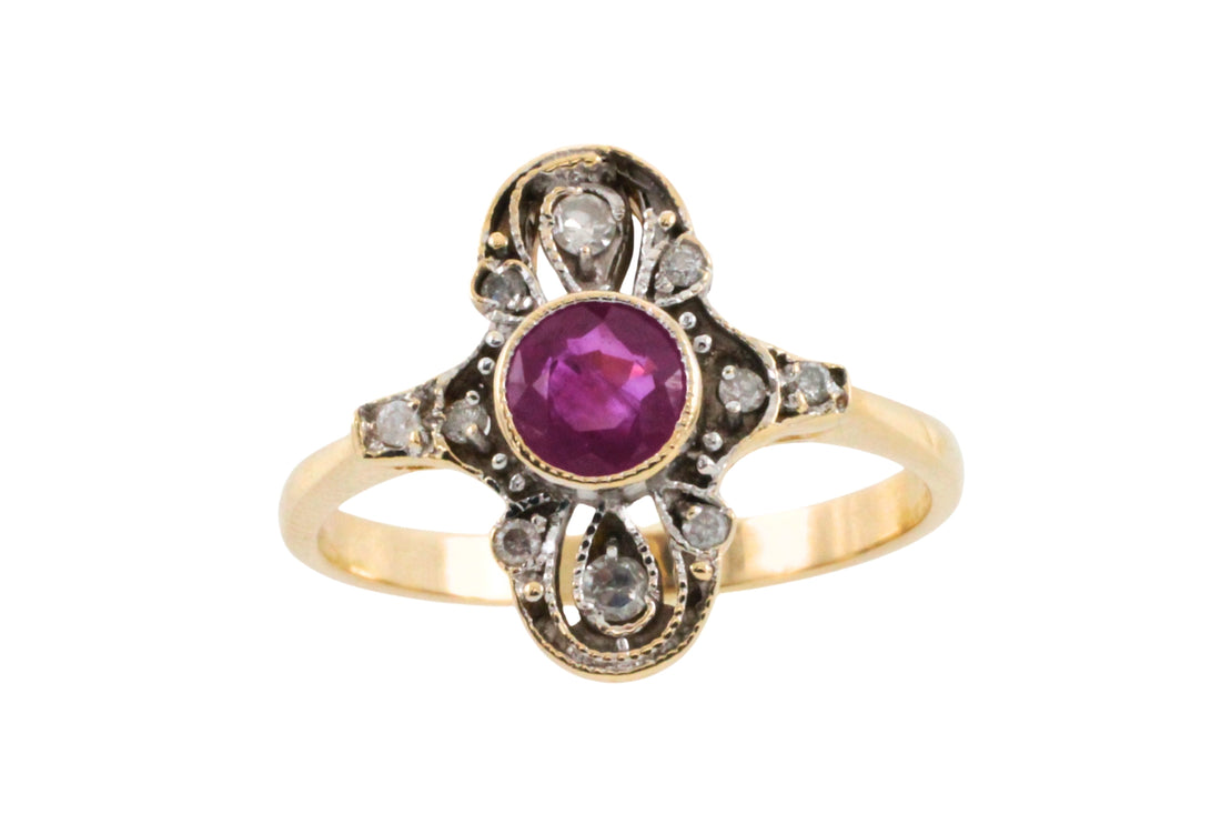 Art Deco ruby and diamond ring