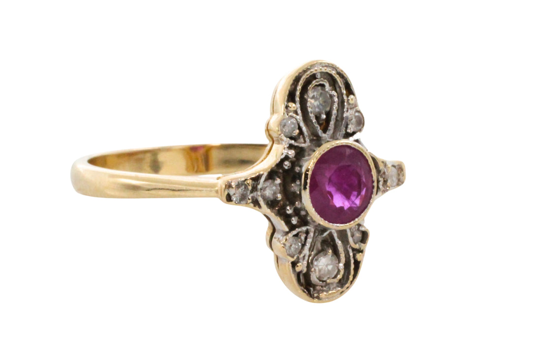 Art Deco ruby and diamond ring