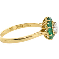 Emerald and diamond ring in platinum and gold