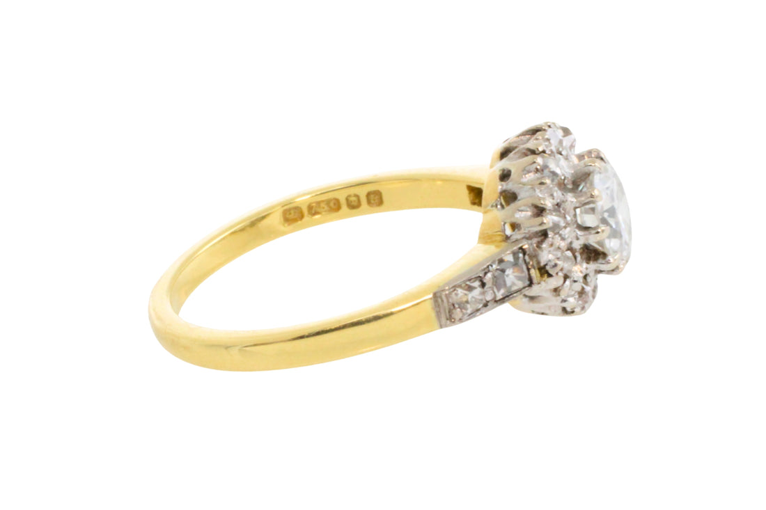 Vintage diamond cluster ring in 18 carat gold-engagement rings-The Antique Ring Shop