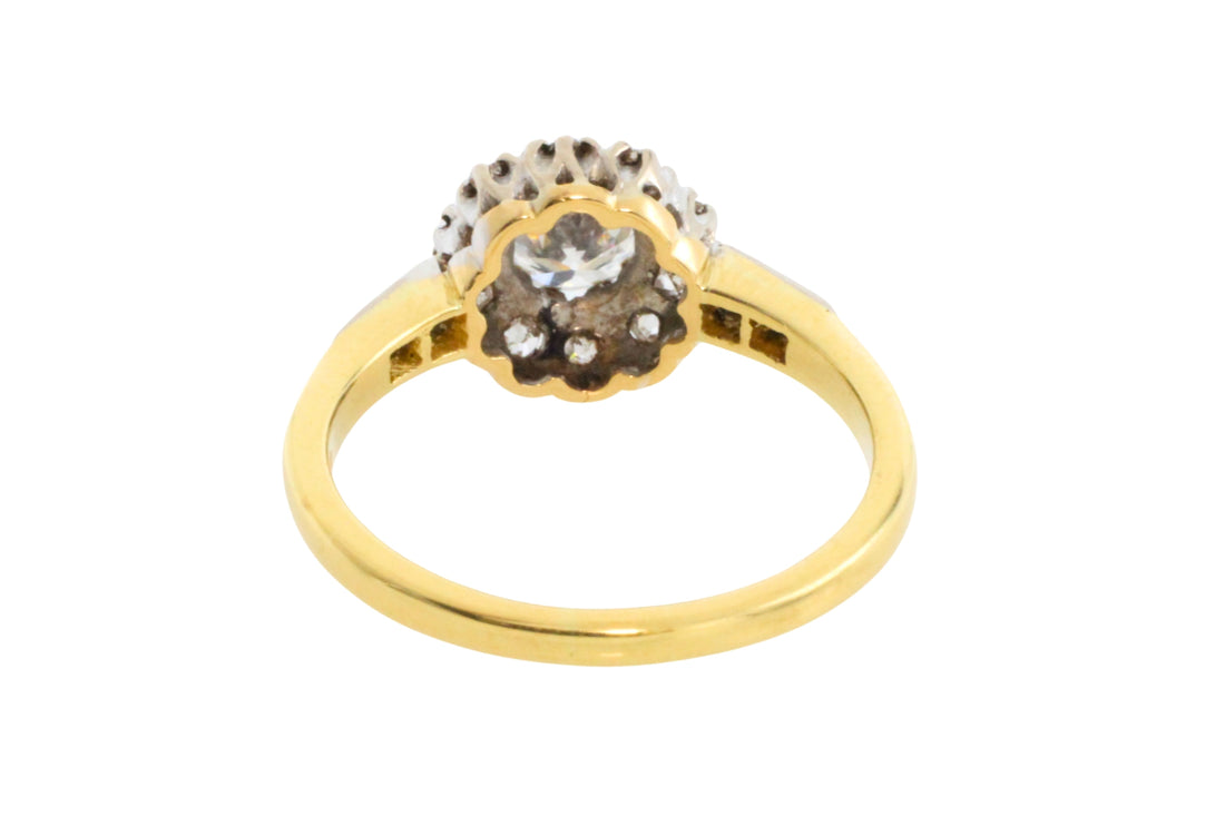 Vintage diamond cluster ring in 18 carat gold-engagement rings-The Antique Ring Shop