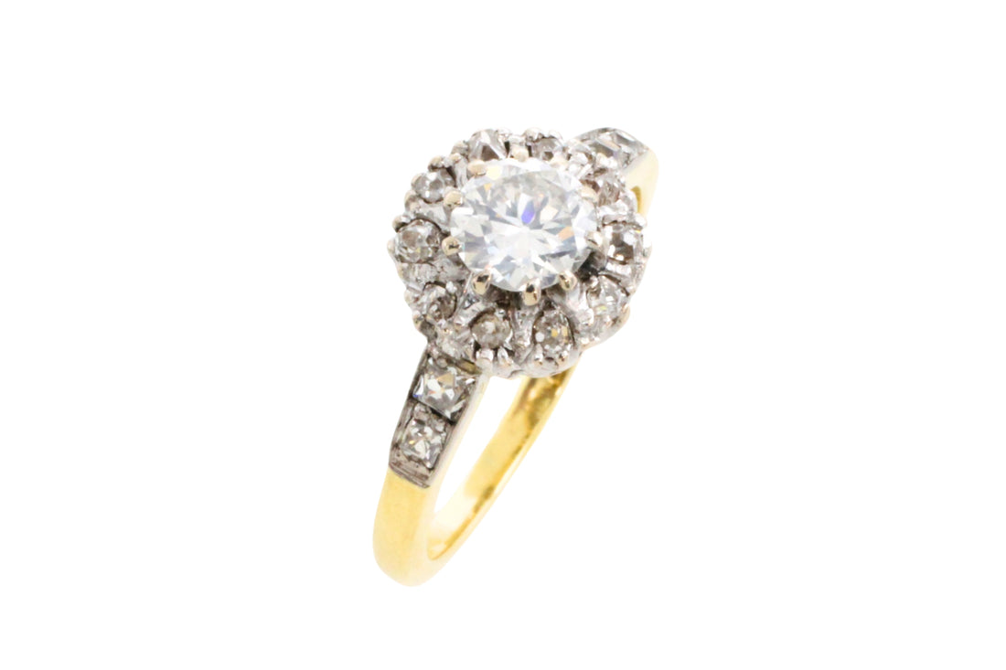 Vintage diamond cluster ring in 18 carat gold-engagement rings-The Antique Ring Shop