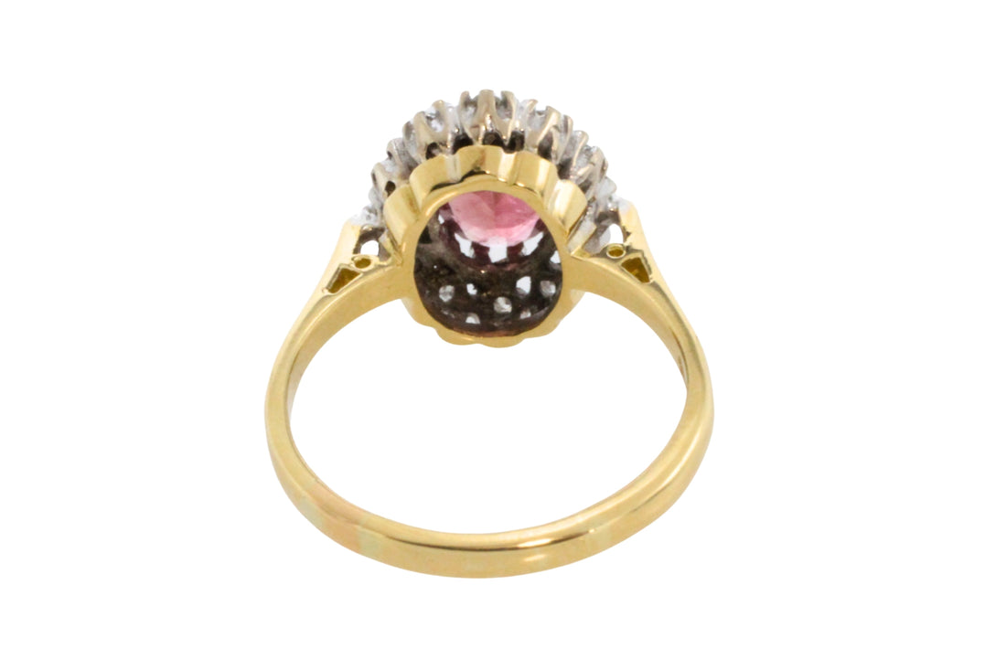 Vintage pink tourmaline and diamond ring