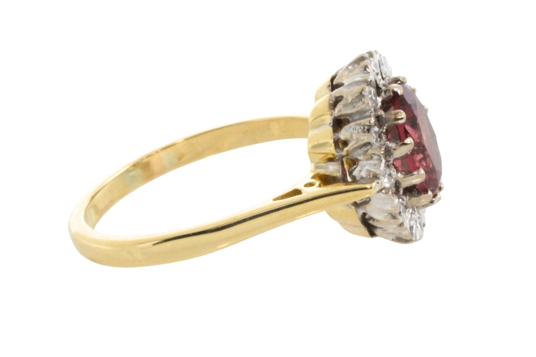 Vintage pink tourmaline and diamond ring