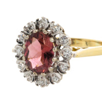 Vintage pink tourmaline and diamond ring