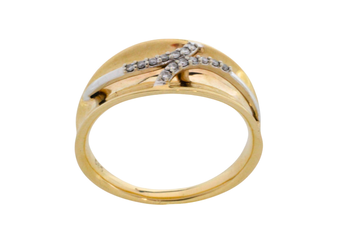 14 carat yellow and white gold ring with diamonds-Vintage Rings-The Antique Ring Shop