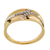 14 carat yellow and white gold ring with diamonds-Vintage Rings-The Antique Ring Shop