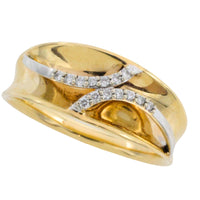 14 carat yellow and white gold ring with diamonds-Vintage Rings-The Antique Ring Shop