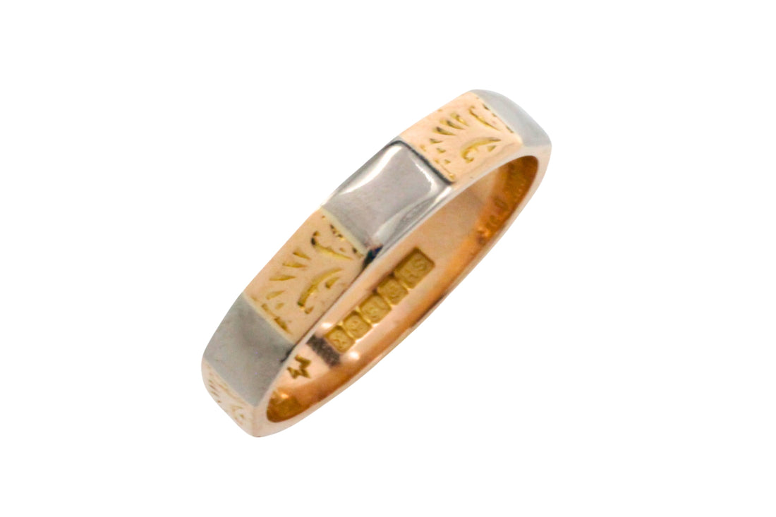 Vintage yellow and white gold wedding band-wedding rings-The Antique Ring Shop