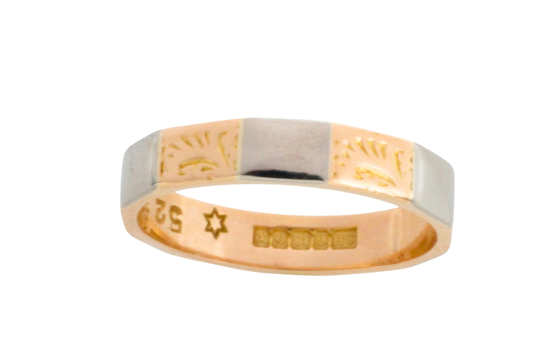 Vintage yellow and white gold wedding band-wedding rings-The Antique Ring Shop