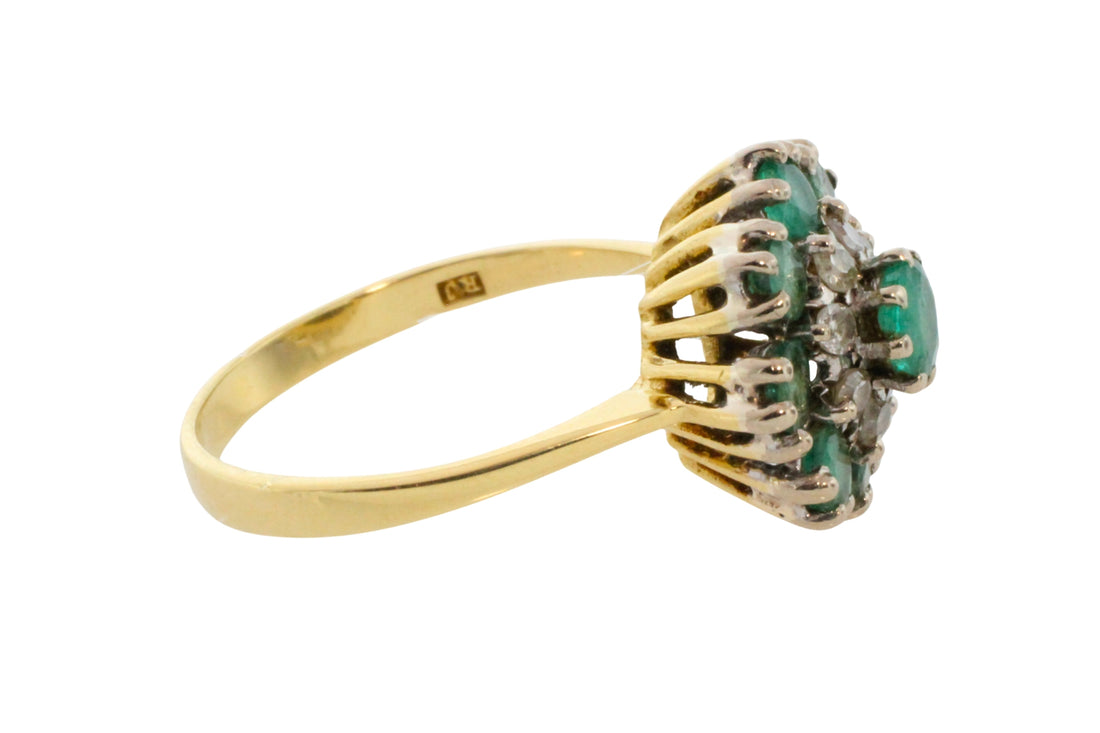 Vintage emerald and diamond cluster ring